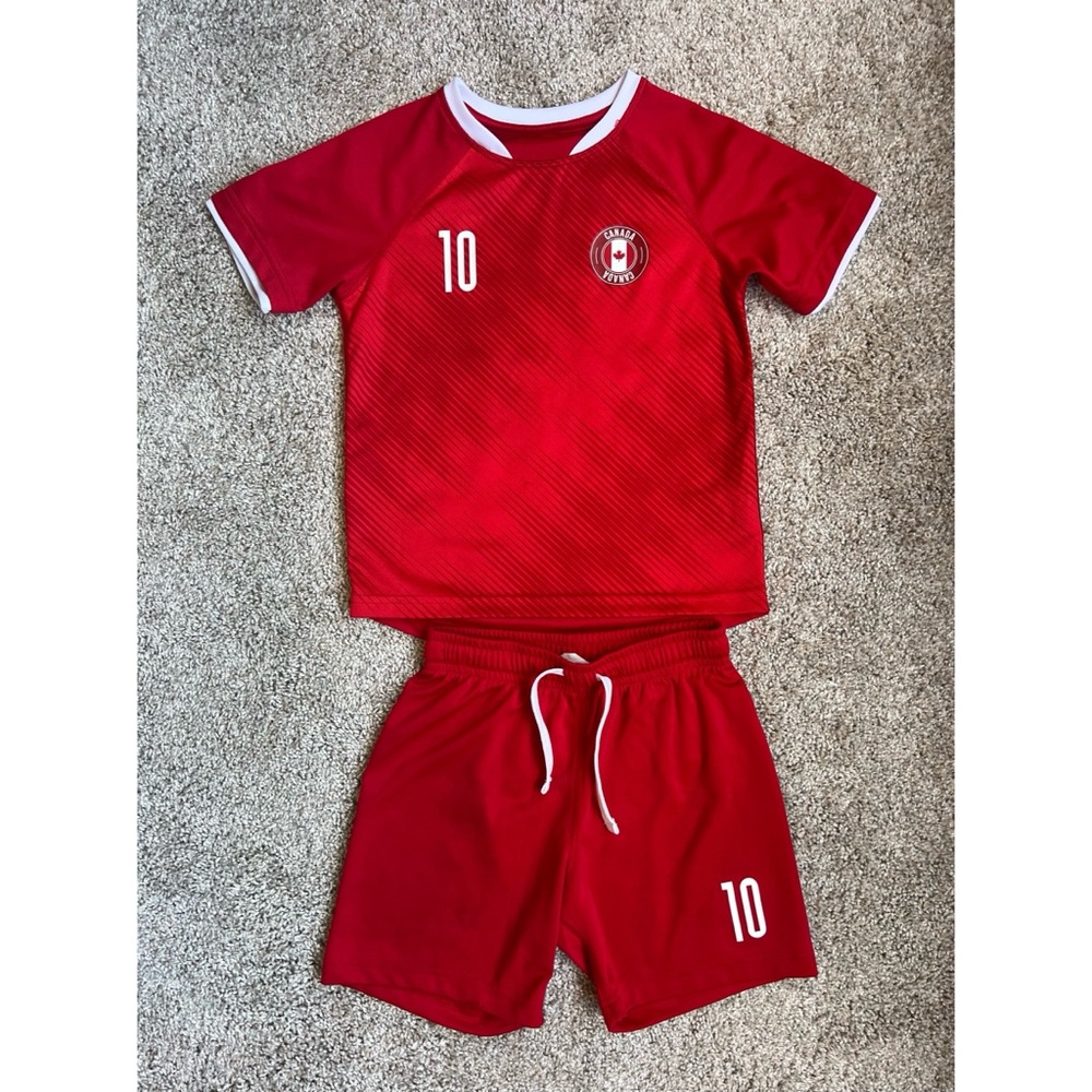 H&M Red Kids Canada Soccer Jersey Set